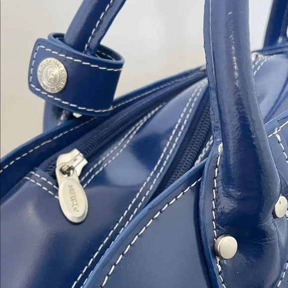 McKlein Edgebrook Navy Leather Rolling Briefcase Laptop Bag Lock Key - Picture 7 of 16